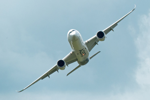 Airbus A350 passenger jet in flight