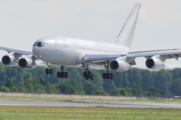 Passenger aircraft landing on a runway