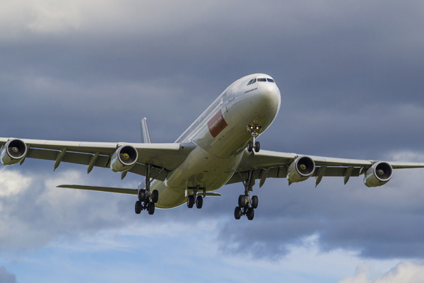 Passenger airplane approaching for landing