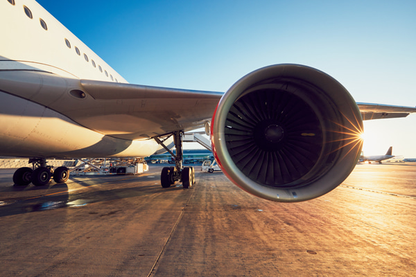 Passenger jet parked on an airport