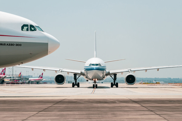 Airbus wide-body airliner on an airport